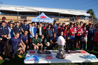 HKETO and student rugby players at the kick off ceremony for the Hong Kong NSW Secondary School Rugby Championship 2014