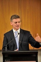Finance Minister Bill English speaking at our event