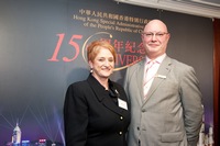 Parliamentary Secretary to the New South Wales Premier, Marie Ficarra MLC and Director of HKETO, Steve Barclay at  the 15th Anniversary Launch held at Hong Kong House. 