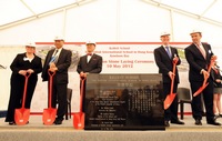 Former Chief Executive Donald Tsang (third left) officiating at the Kellett School Foundation Stone Laying Ceremony. 